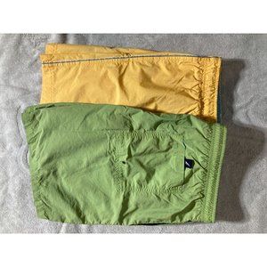 Nautica Mens Large Swimshorts LOT of 2 - Yellow and Green